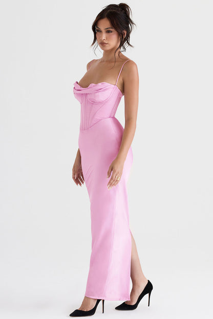 Pink corset maxi dress