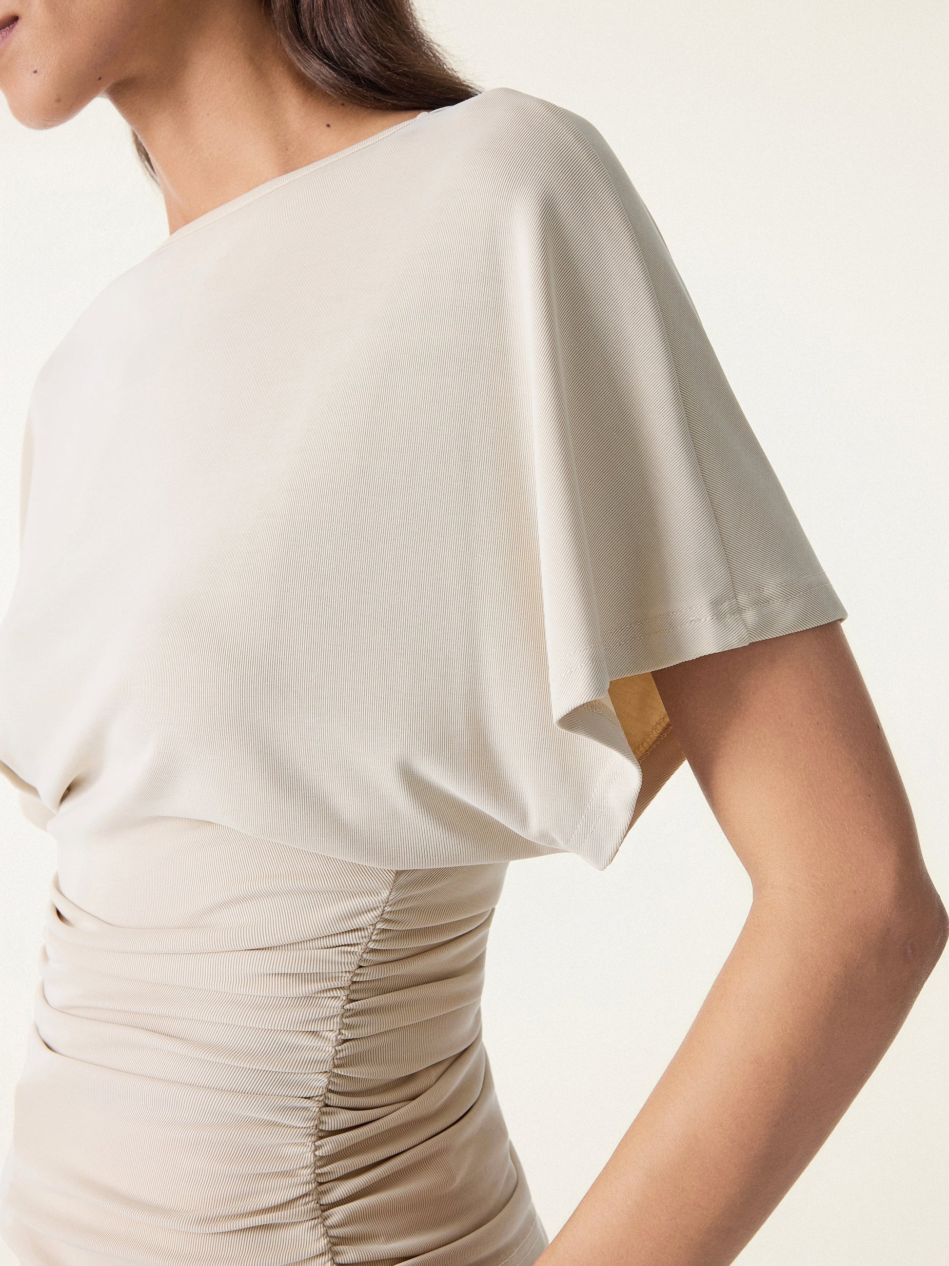 Batwing Ruched Waist-Cinching Top