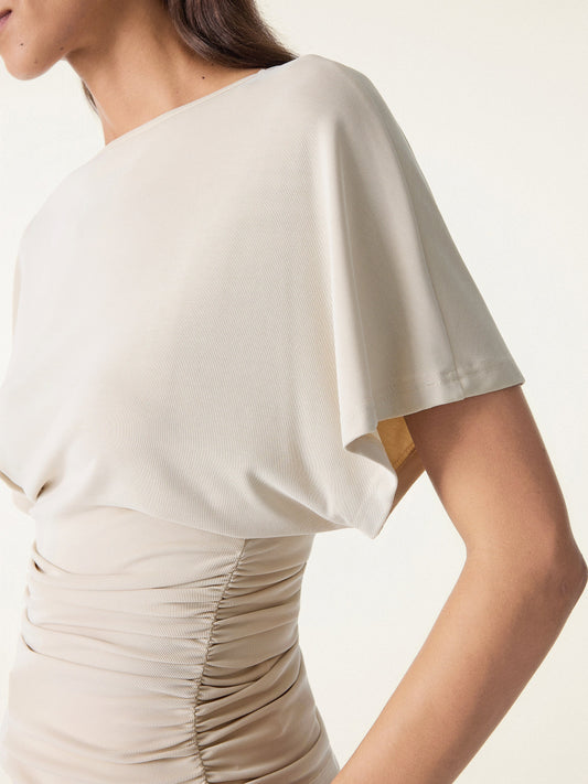 Batwing Ruched Waist-Cinching Top