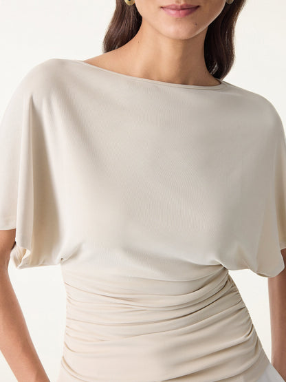 Batwing Ruched Waist-Cinching Top