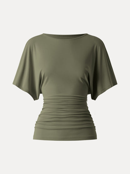 Batwing Ruched Waist-Cinching Top