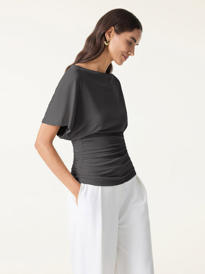 Batwing Ruched Waist-Cinching Top