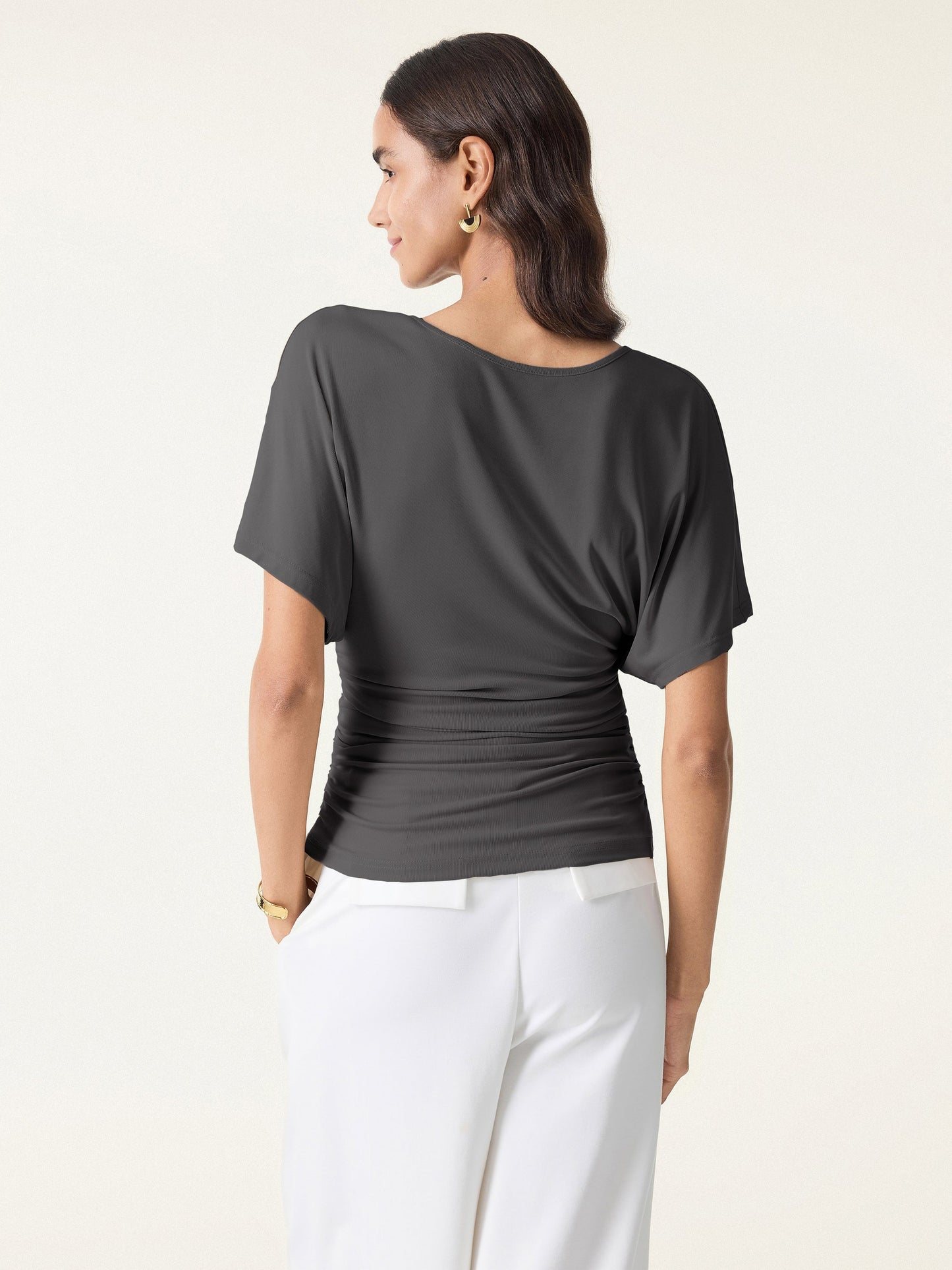 Batwing Ruched Waist-Cinching Top