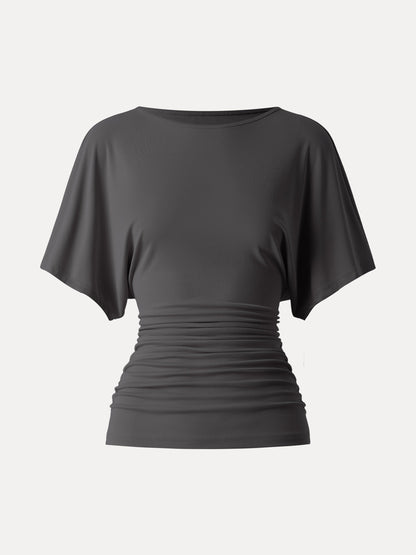 Batwing Ruched Waist-Cinching Top