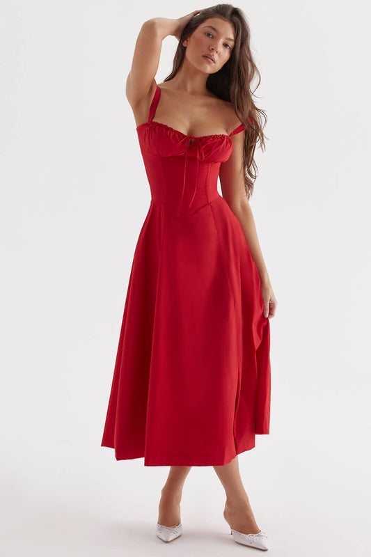 Red bustier dress